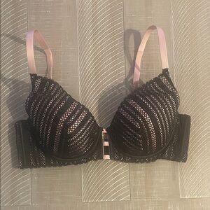 Victoria's Secret Black Lace Bra with Pink Straps